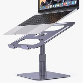 img 4 attached to ORIGBELIE Laptop Stand for Desk - Adjustable Height Ergonomic Aluminum Computer Stand 🖥️ with Non-Slip Silicone Pads - Ventilated Laptop Raiser Holder for 10-15.6 Inch Notebooks (Black)