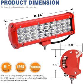 img 2 attached to 🚗 YITAMOTOR LED Light Bar Red - 2 Pack 54W 9inch Offroad Work Light Combo - Spot Flood Pod Lights for ATV, 4X4, Truck, Golf Cart, Boat - Waterproof, 12V with 2 Years Warranty