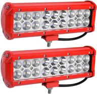 🚗 yitamotor led light bar red - 2 pack 54w 9inch offroad work light combo - spot flood pod lights for atv, 4x4, truck, golf cart, boat - waterproof, 12v with 2 years warranty logo