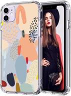 🎨 stylish and protective icedio iphone 11 case with screen protector - clear cover with multi-colored painting patterns for girls/women - slim fit tpu - shockproof - apple iphone 11 6.1 inch logo