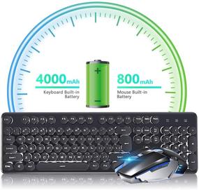 img 3 attached to 💻 FELICON Rechargeable Wireless Keyboard and Mouse Combo with Backlit Mechanical Feel for Gaming - Compatible with Laptop, Mac, and PC (Black & White Light)