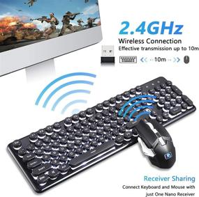 img 2 attached to 💻 FELICON Rechargeable Wireless Keyboard and Mouse Combo with Backlit Mechanical Feel for Gaming - Compatible with Laptop, Mac, and PC (Black & White Light)