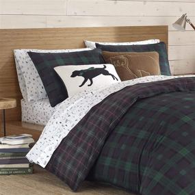img 2 attached to 🌲 Eddie Bauer Woodland Tartan Collection: 100% Cotton Soft & Cozy Plaid Comforter Set with Shams - Full/Queen, Green