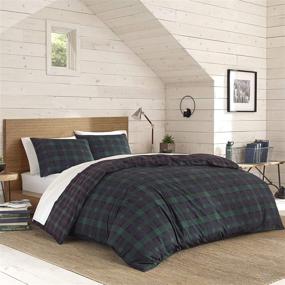 img 3 attached to 🌲 Eddie Bauer Woodland Tartan Collection: 100% Cotton Soft & Cozy Plaid Comforter Set with Shams - Full/Queen, Green