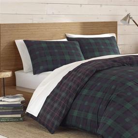 img 1 attached to 🌲 Eddie Bauer Woodland Tartan Collection: 100% Cotton Soft & Cozy Plaid Comforter Set with Shams - Full/Queen, Green