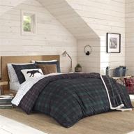 🌲 eddie bauer woodland tartan collection: 100% cotton soft & cozy plaid comforter set with shams - full/queen, green logo
