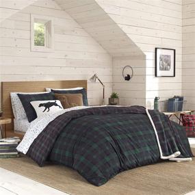 img 4 attached to 🌲 Eddie Bauer Woodland Tartan Collection: 100% Cotton Soft & Cozy Plaid Comforter Set with Shams - Full/Queen, Green