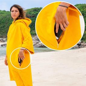 img 3 attached to 🏄 Microfiber Surf Poncho Changing Robe with Hood, Pocket, and Towel for Surfing, Beach, Swimming, and Outdoor Sports