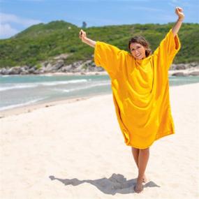 img 1 attached to 🏄 Microfiber Surf Poncho Changing Robe with Hood, Pocket, and Towel for Surfing, Beach, Swimming, and Outdoor Sports