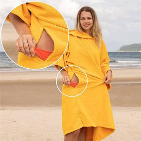 img 2 attached to 🏄 Microfiber Surf Poncho Changing Robe with Hood, Pocket, and Towel for Surfing, Beach, Swimming, and Outdoor Sports