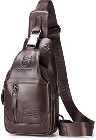 img 4 attached to Genuine Leather Crossbody Shoulder Backpack