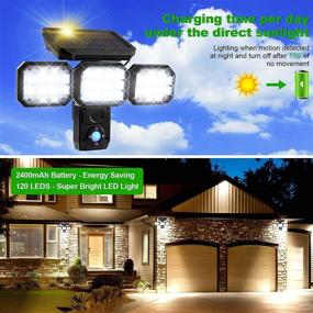 img 1 attached to 🔆 Solar Sensor Alarm Light Outdoor - 3 Heads, 3 Modes, Motion Sensor Alarm Light with Radar Sensing - IP65 Waterproof Security Lights for Porch, Garden, Patio, Yard, Garage, Pathway - Pack of 2