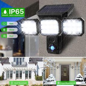 img 3 attached to 🔆 Solar Sensor Alarm Light Outdoor - 3 Heads, 3 Modes, Motion Sensor Alarm Light with Radar Sensing - IP65 Waterproof Security Lights for Porch, Garden, Patio, Yard, Garage, Pathway - Pack of 2