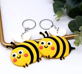 img 3 attached to 🐝 Bee Theme Birthday Party Supplies - 24 Sets of Cute Bee Keychain Goodie Bag Gifts with Thank You Card Tag and White Gift Bags for Kids' Bee Day Party Favors. Perfect for Baby Shower Giveaways!