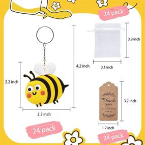 img 1 attached to 🐝 Bee Theme Birthday Party Supplies - 24 Sets of Cute Bee Keychain Goodie Bag Gifts with Thank You Card Tag and White Gift Bags for Kids' Bee Day Party Favors. Perfect for Baby Shower Giveaways!