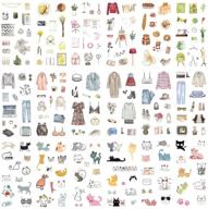 assorted 18 sheets stationery sticker set - warm home household display, food, fashion, clothes, dress, makeup, stuff, kawaii cat, stationery sticker for diary, album, scrapbooking, diy craft, handmade decor, label logo