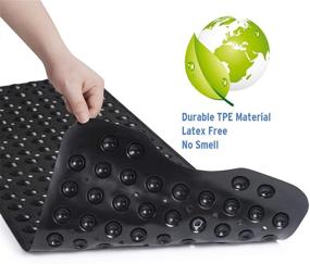 img 3 attached to 🛁 Premium AmazerBath Large Suction Cup Bath Tub Mat – Superior Grip & Safety in TPE Material, Machine Washable, Non-Slip Shower Mat, 39 x 16 Inches (Black)