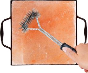 img 3 attached to 🧂 Himalayan Salt Block Holder & Wire Cleaning Brush: A Safe & Easy Solution for Cooking on Salt Slab Plates and Grilling Stones (8"x8")