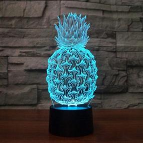 img 4 attached to 🍍 Ананасная 3D-иллюзия лампы LED-ночник для гостиной и спальни, декорирование, питание от USB, смена 7 цветов столешница для подачи освещения вечеринок, детский подарок на день рождения.