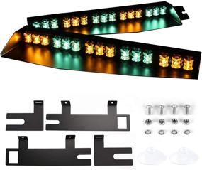 img 4 attached to 🚨 ABRIGHT 30LED Visor Lights - Upgrade with 26 Flash Patterns - Windshield Emergency Hazard Warning Strobe Beacon Split Mount Deck Dash Lamp - 180° Optic - Amber/Green/Amber/Green