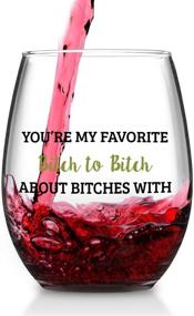 img 3 attached to 🍷 Set of 2 You're My Favorite Stemless Wine Glasses - Perfect for Girls Bachelorette Party, Friends, Women, Her - 15 Oz