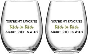 img 4 attached to 🍷 Set of 2 You're My Favorite Stemless Wine Glasses - Perfect for Girls Bachelorette Party, Friends, Women, Her - 15 Oz