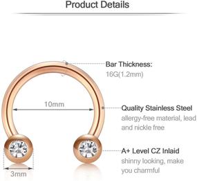 img 2 attached to Zolure Stainless Horseshoe Zirconia Piercing