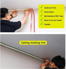 img 2 attached to Flexible Molding Trim Fast Crown Molding Peel and Stick Ceiling Cornice, Skirting Self-Adhesive, Caulk and Trim Strips - Tile Edge Trim for Floors, Wall Corners, Countertops - 16.4 ft x 1.9 inch