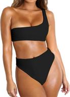 👙 one-shoulder bikini top with high-waisted bottoms for women - two-piece swimsuit logo