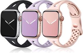 img 4 attached to 👩 Ленты Ouwegaga Soft Silicone Sport для Apple Watch 38 мм 40 мм - Совместимы с серией 3 7, SE, 6, 5, 4, 3, 2, 1 - Тонкие, дышащие и стильные для женщин и девочек.