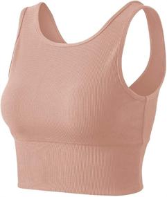 img 4 attached to 👚 Versatile Workout Crop Tank Tops for Women: Comfy, Sleeveless Shirts for Casual Sports, Fitness, and Yoga – Reversible, Ribbed Tops