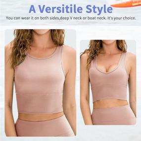 img 2 attached to 👚 Versatile Workout Crop Tank Tops for Women: Comfy, Sleeveless Shirts for Casual Sports, Fitness, and Yoga – Reversible, Ribbed Tops