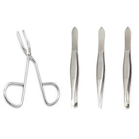 img 2 attached to ✂️ Luxxii (1 Pack) Scissors-Style Eyebrow Straight Tip (3 Pack) Tweezers Clip Set - Flat, Slant, Point Tip Tweezers for Hair Removal and Eyebrow Grooming - Silver Tone