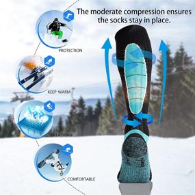 img 1 attached to 🧦 Optimized for SEO: Merino Wool Ski Socks - Cold Weather Socks for Snowboarding, Snow, Winter, Thermal Knee-high Warm Socks, Hunting