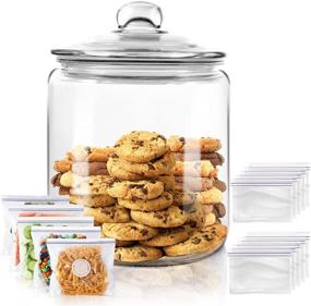 img 4 attached to 🔒 1 Gallon Airtight Glass Jar with Leak Proof Rubber Gasket Lid - Clear Round Big Household Multifunctional Storage Container for Cookies, Candies, and More + Bonus Silicone Reusable Food Bag