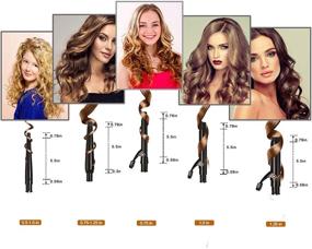 img 1 attached to 🌟 O'Bella 5-in-1 Curling Wands with Metal Handle - 0.5-1.25 Inch 5 Interchangeable Barrels - Hair Curler Set with Ceramic Tourmaline Coating - Dual Voltage - 5 Temperature Settings for Versatile Hairstyles