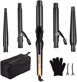 img 4 attached to 🌟 O'Bella 5-in-1 Curling Wands with Metal Handle - 0.5-1.25 Inch 5 Interchangeable Barrels - Hair Curler Set with Ceramic Tourmaline Coating - Dual Voltage - 5 Temperature Settings for Versatile Hairstyles