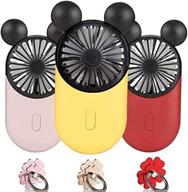 🔌 decvo cute personal mini fan with led light - handheld & portable usb rechargeable fan, 3 adjustable speeds - ideal for indoor/outdoor activities - mouse 3 pack (red+yellow+pink) logo