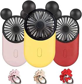 img 1 attached to 🔌 DECVO Cute Personal Mini Fan with LED Light - Handheld & Portable USB Rechargeable Fan, 3 Adjustable Speeds - Ideal for Indoor/Outdoor Activities - Mouse 3 Pack (Red+Yellow+Pink)