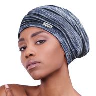 extra large adjustable blue satin sleep cap for women, double layered hair bonnet, wide soft elastic band cap for curly hair, long hair, braids, and dreadlocks logo