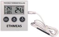 ethmeas digital refrigerator thermometer - easy-to-read fridge thermometer with large lcd display, high/low temperature memory & alarm function logo