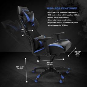 img 2 attached to 🎮 RESPAWN 205 Racing Style Gaming Chair in Blue: Enhance Your Gaming Experience with RSP-205-BLU