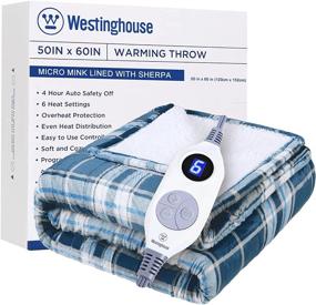 img 4 attached to 🔌 Westinghouse Electric Blanket Heated Throw Plaid Sherpa, 50x60in, Teal, 6 Heat Settings, 4-Hour Auto Off
