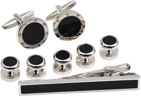 img 4 attached to 👔 Classy Round Screw Tuxedo Cufflinks - Elevate Your Formal Attire!