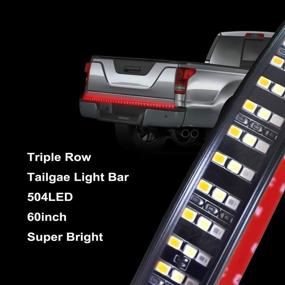 img 3 attached to 🚚 AUTUNEER LED Tailgate Light Bar - 60 Inch Triple Row 504LED Truck LED Light Strip, Waterproof Running, Reverse, Braking, Turn Signal - Amber/Red/White - for Pickup, SUV, RV, Trailer - Dodge Ram, Toyota, Chevy