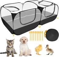 portable small animals playpen with detachable bottom - large chicken run coop, breathable transparent mesh walls, foldable pet enclosure for puppy, kitten, rabbits - indoor/outdoor - slowton logo