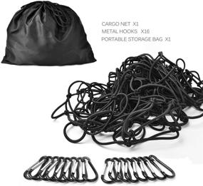 img 4 attached to 🔗 Mega-Sized Cargo Net by MICTUNING: Heavy Duty 5x7 Feet Truck Bed Bungee Nets Expand to 10x14 Feet – Complete with 16pcs D-Shape Aluminum Carabiners for Pickup Truck, SUV, Trailer, Boat, RV
