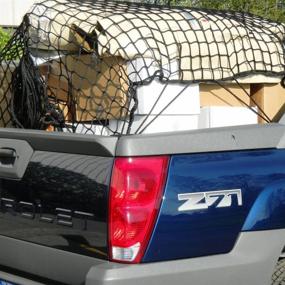 img 3 attached to 🔗 Mega-Sized Cargo Net by MICTUNING: Heavy Duty 5x7 Feet Truck Bed Bungee Nets Expand to 10x14 Feet – Complete with 16pcs D-Shape Aluminum Carabiners for Pickup Truck, SUV, Trailer, Boat, RV