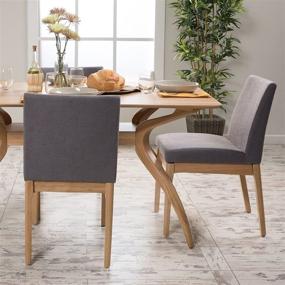 img 1 attached to Kwame Fabric/Oak Finish Dining Chairs, Set of 2, Dark Grey by Christopher Knight Home