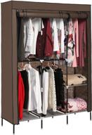 👚 oppsdecor portable clothes closet organizer - coffee brown wardrobe storage closet with 5 hanging rack, easy assembly логотип